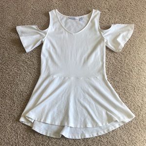 Isaac Mizrahi Live! Cold Shoulder Peplum White Top - Sz XXS